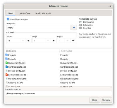 Multi-rename tool
